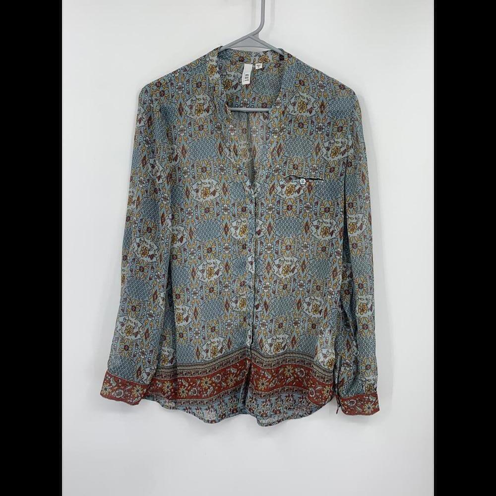 KUT from the Kloth Chic Bohemian Style Printed Button-Up Blouse Size Medium